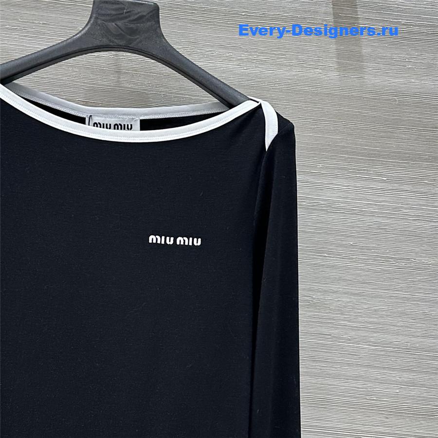 Miu Miu Black Cropped Wool Sweater