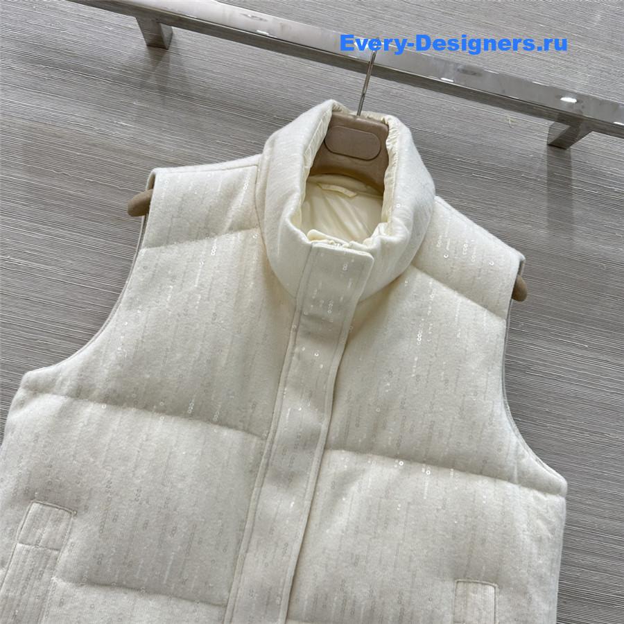 BC Goose Down Wool Vest in White