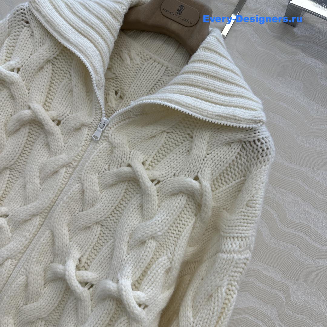 BC Brown Cashmere Zip-Up Cardigan