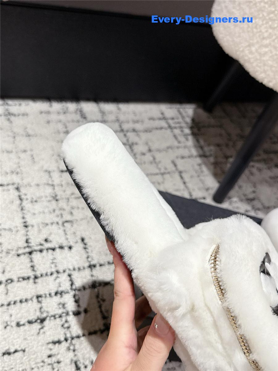 Ch**el white logo cc wool slides