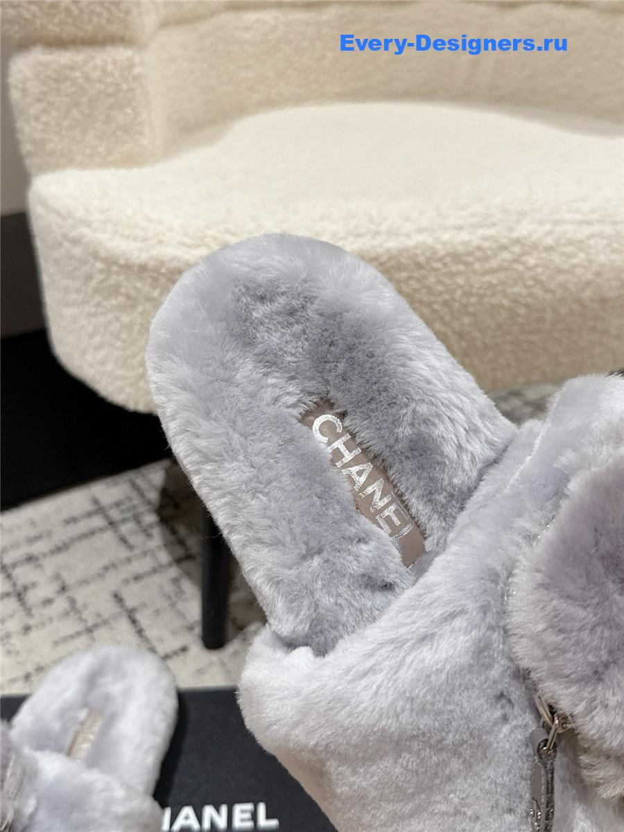 Ch**el gray logo cc wool slides