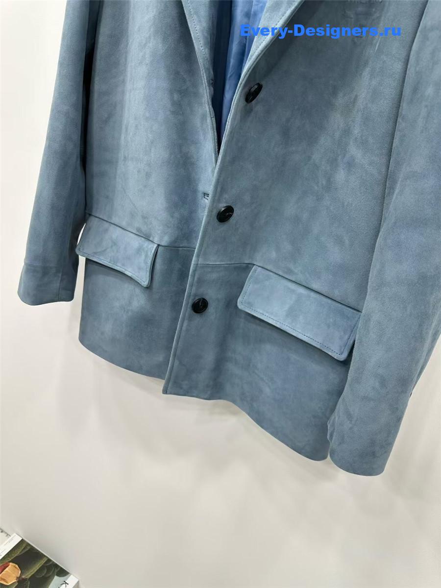 Pra*a aviator blue nappa leather jacket