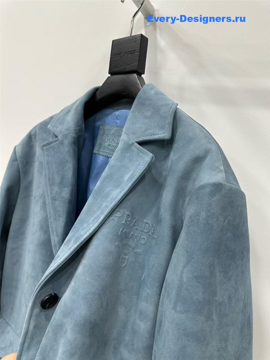 Pra*a aviator blue nappa leather jacket