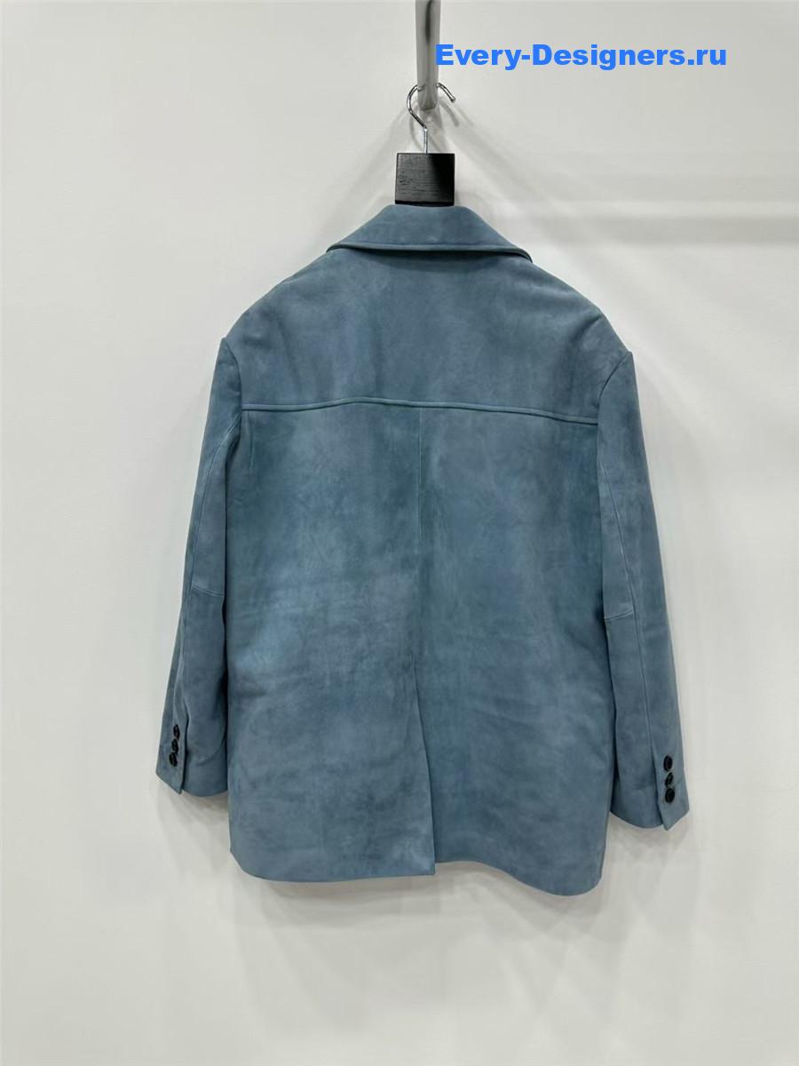 Pra*a aviator blue nappa leather jacket