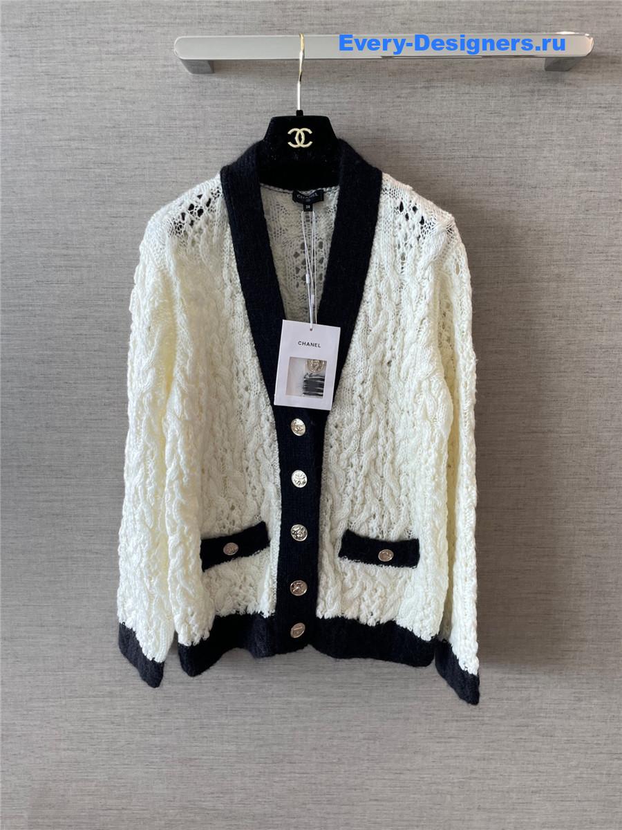 Ch**el white wool cashmere cardigan