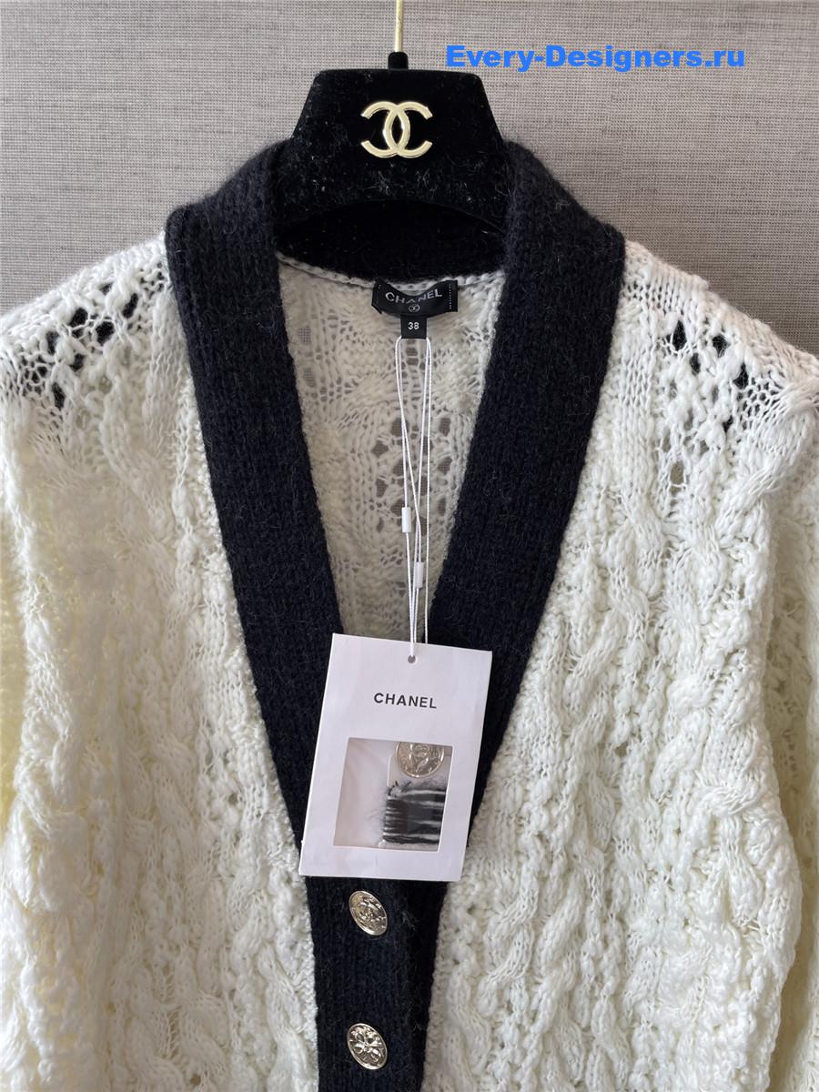 Ch**el white wool cashmere cardigan