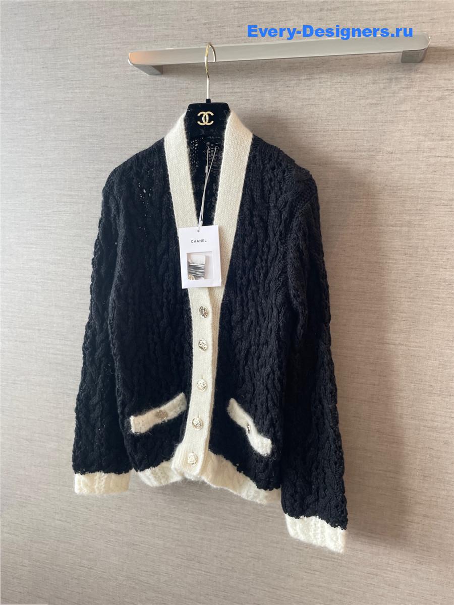 Ch**el black wool cashmere cardigan