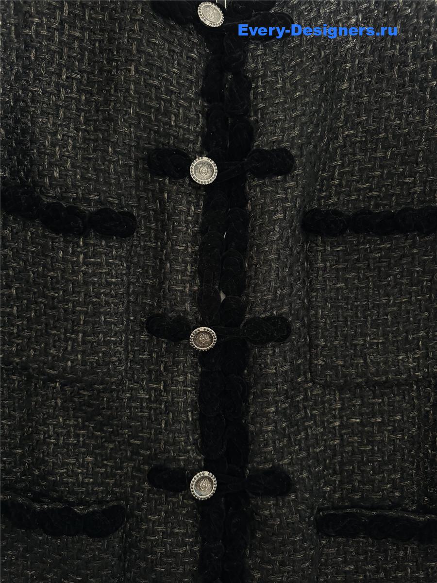 Ch**el black embroidered tweed jacket