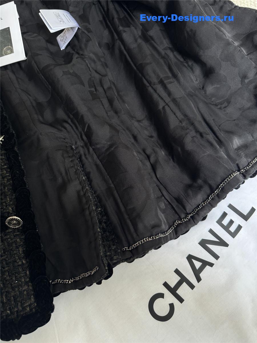 Ch**el black embroidered tweed jacket