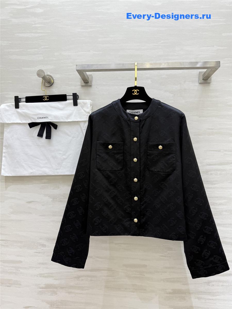 Ch**el black jacquard silk jacket