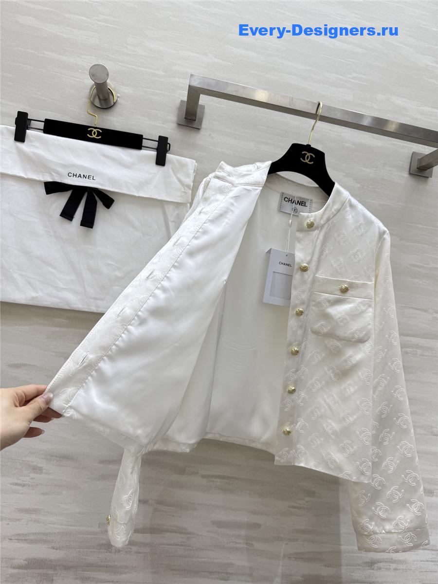 Ch**el white jacquard silk jacket