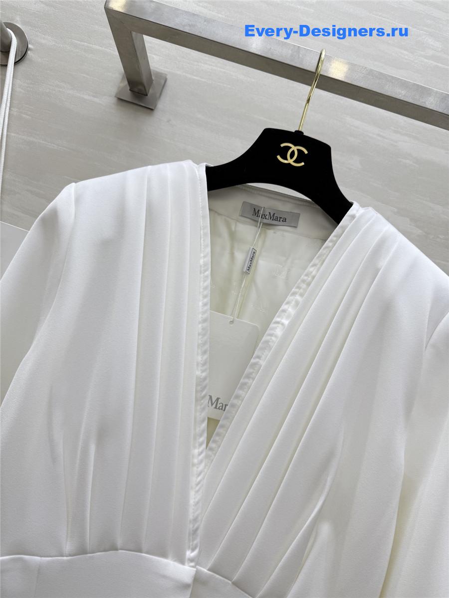 Max Mara White Crêpe Draped Jacket