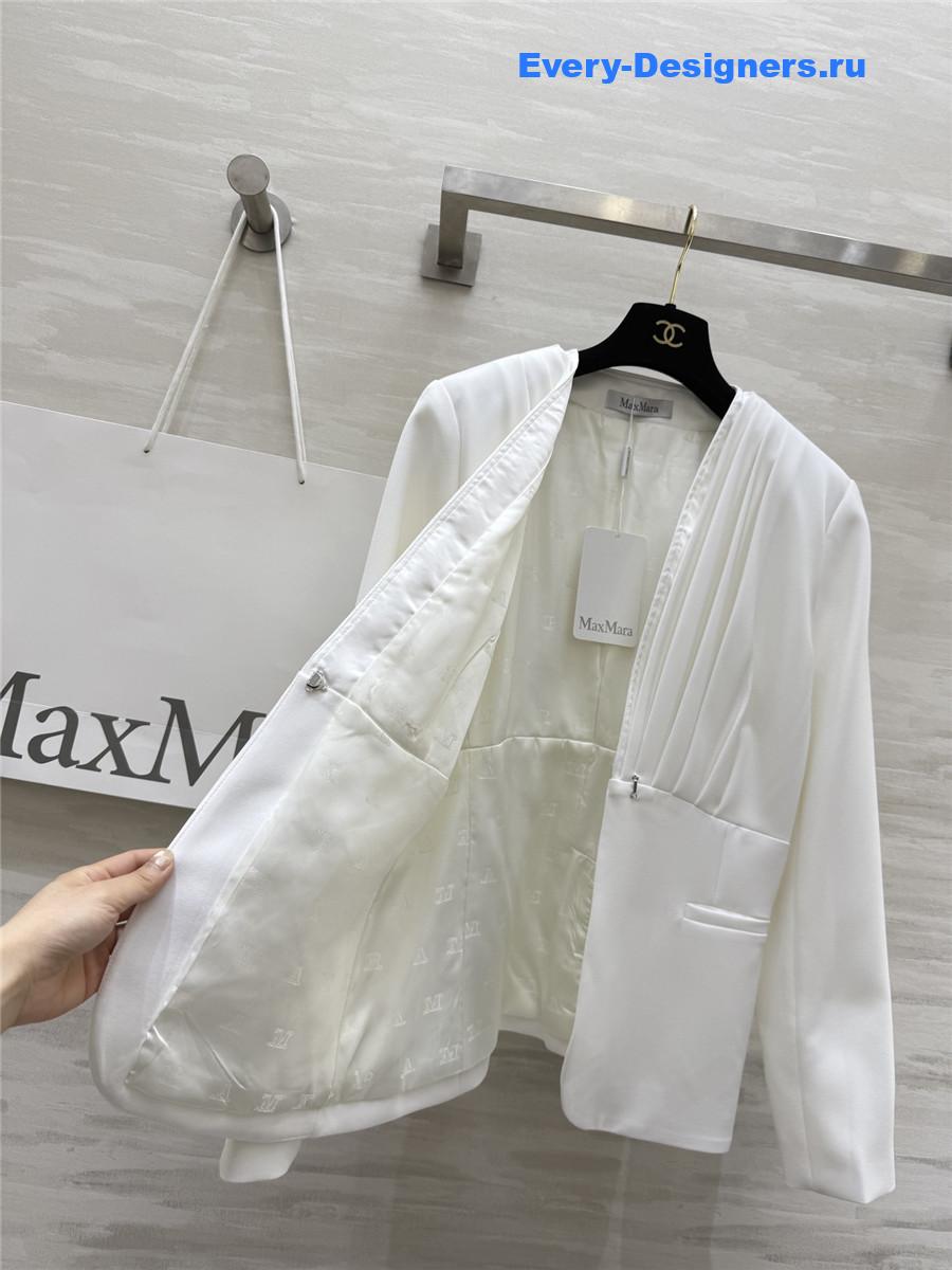 Max Mara White Crêpe Draped Jacket