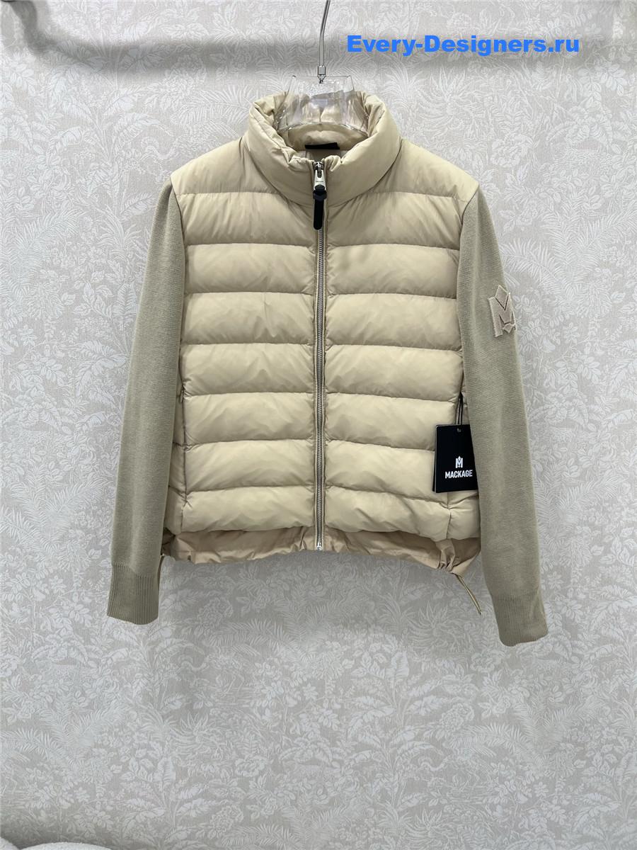 Moncler Beige Padded Wool Zip-Up Cardigan