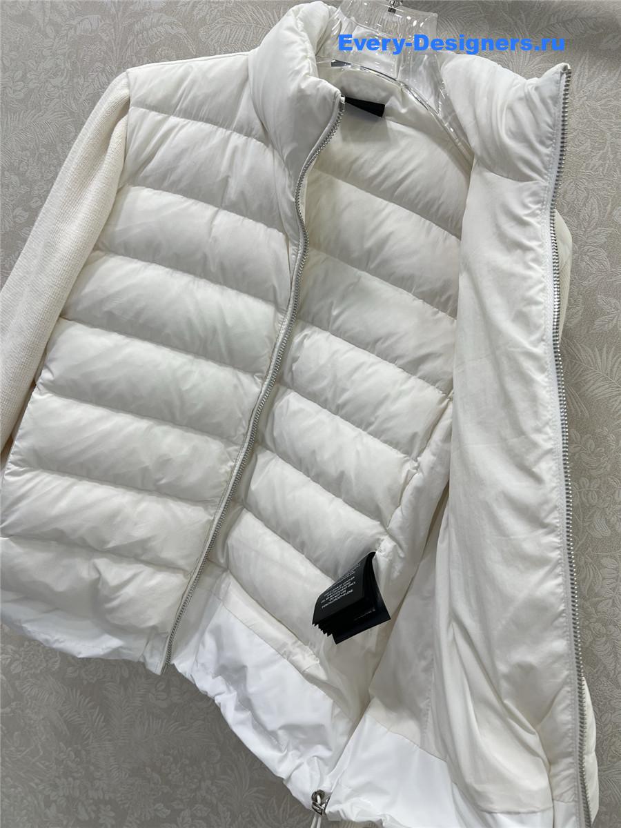 Moncler White Padded Wool Zip-Up Cardigan