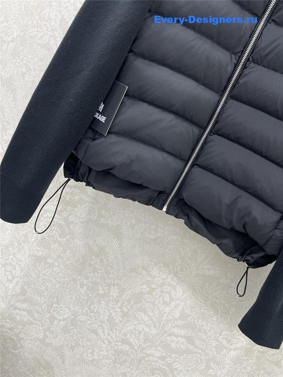 Moncler Black Padded Wool Zip-Up Cardigan