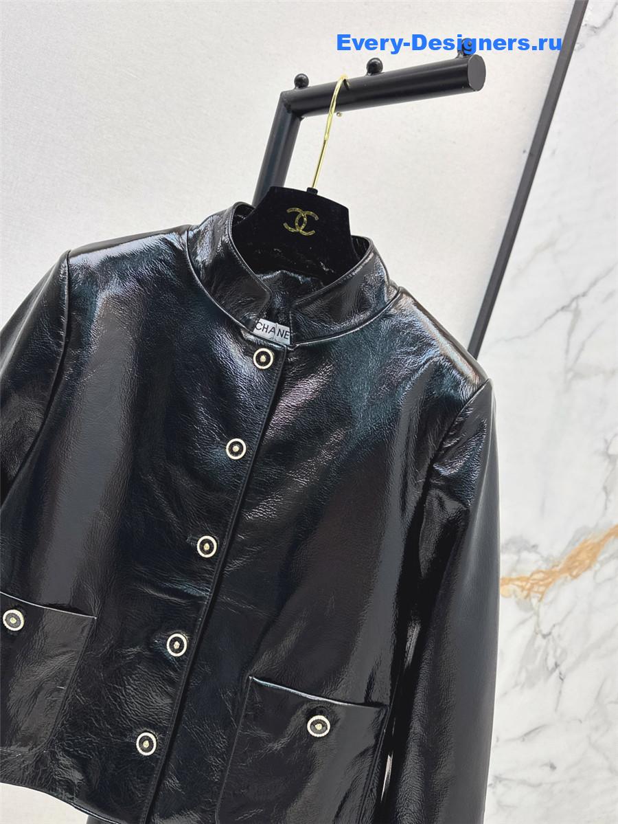 Ch**el black lambskin jacket