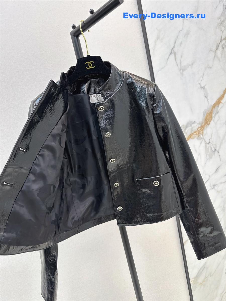 Ch**el black lambskin jacket