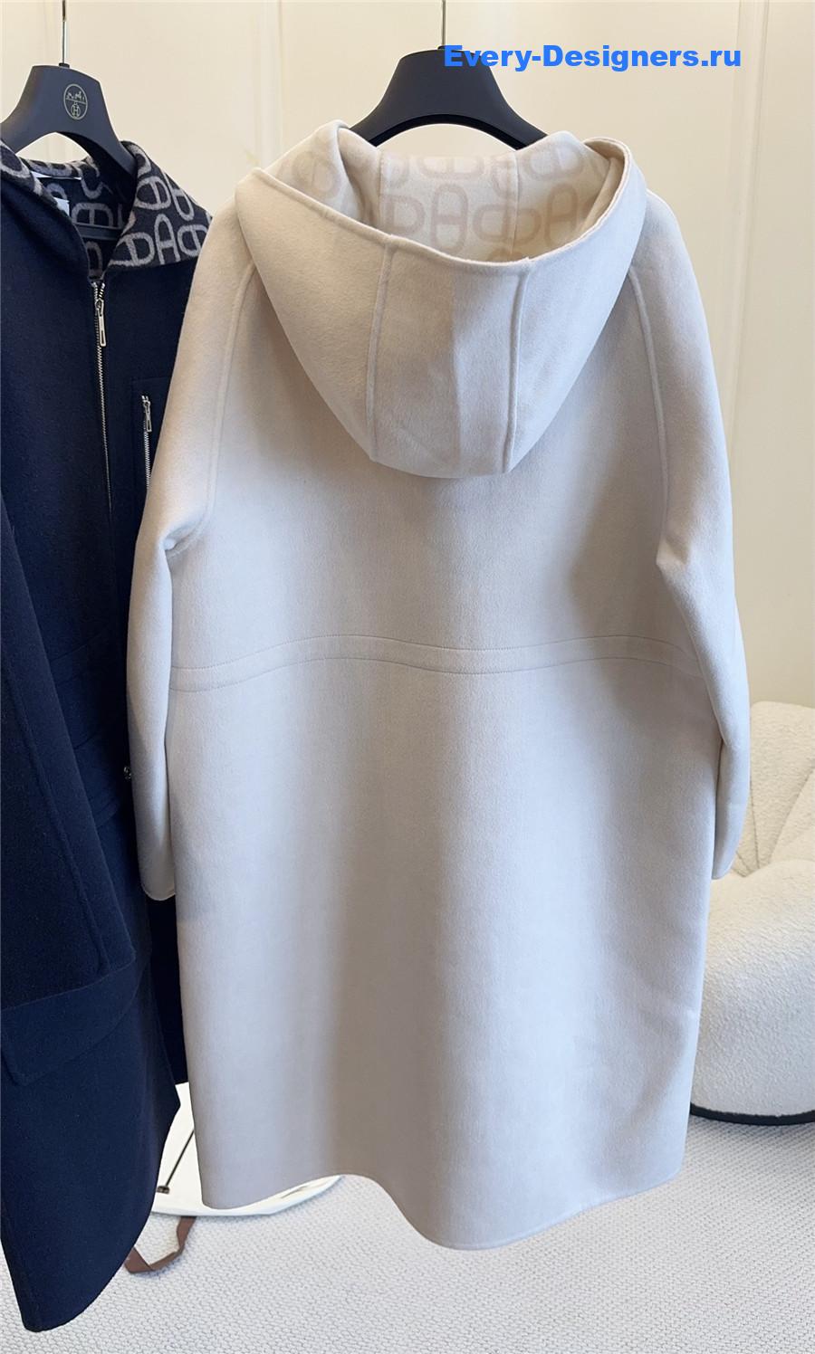 H**me5 white cashmere hooded coat