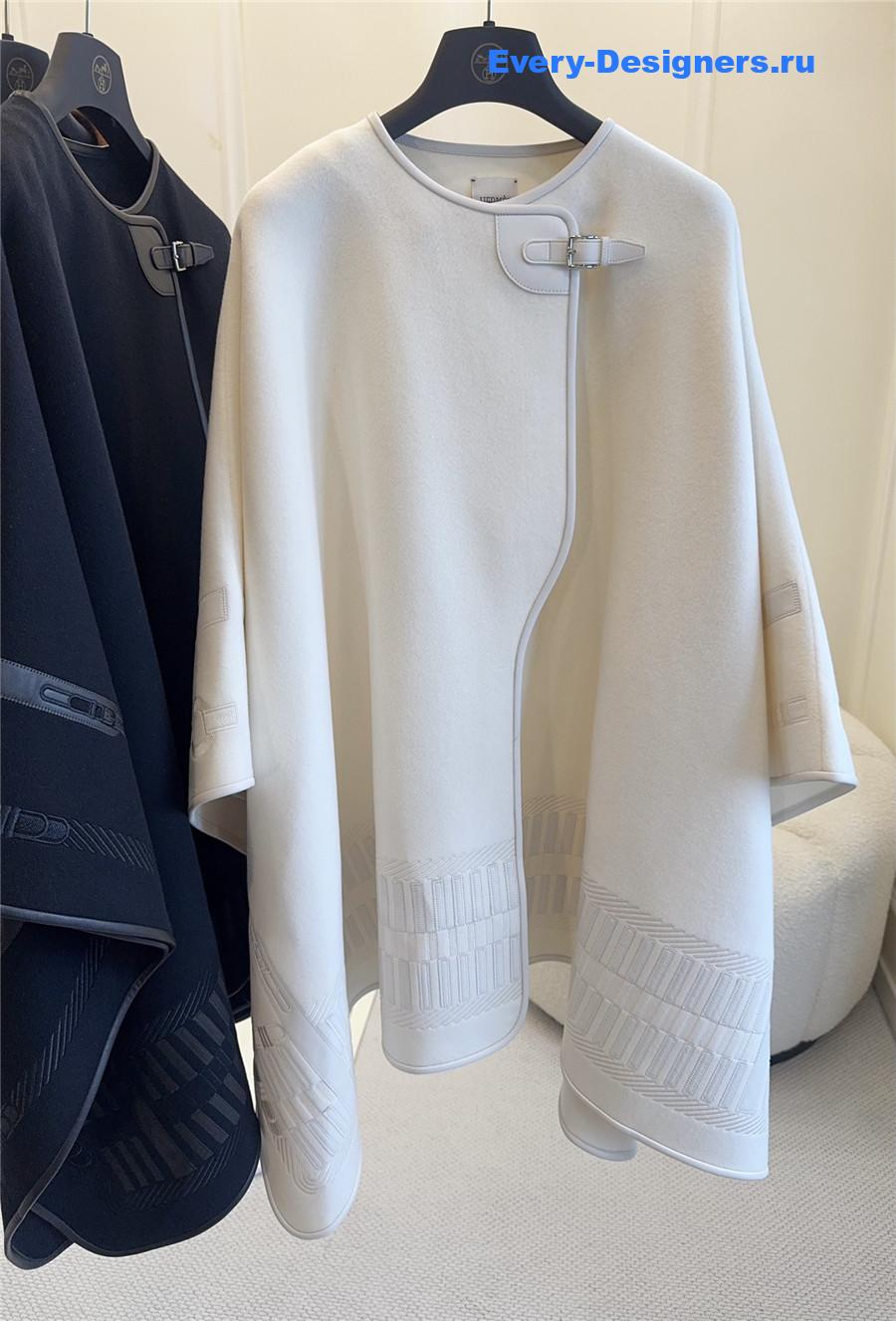 H**me5 white embroidered leather cape