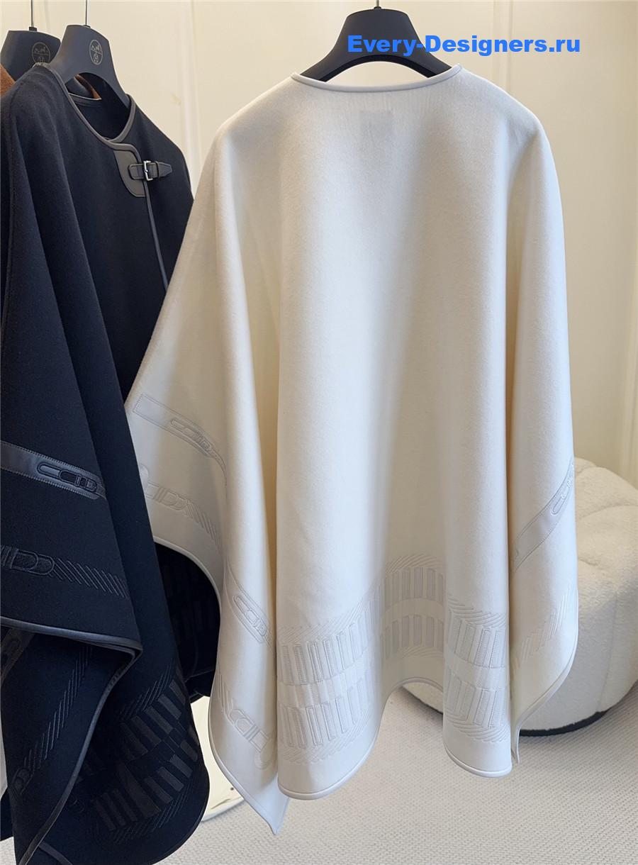 H**me5 white embroidered leather cape
