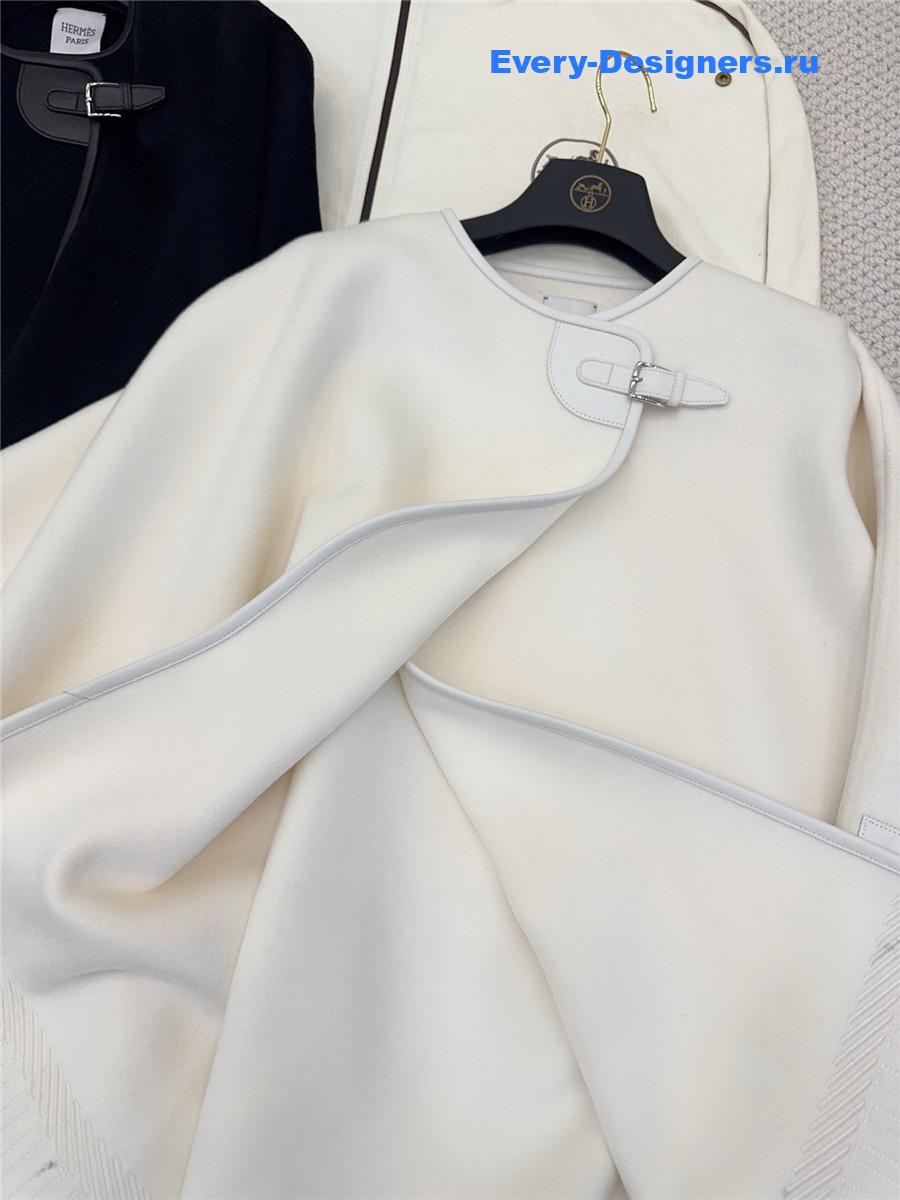 H**me5 white embroidered leather cape