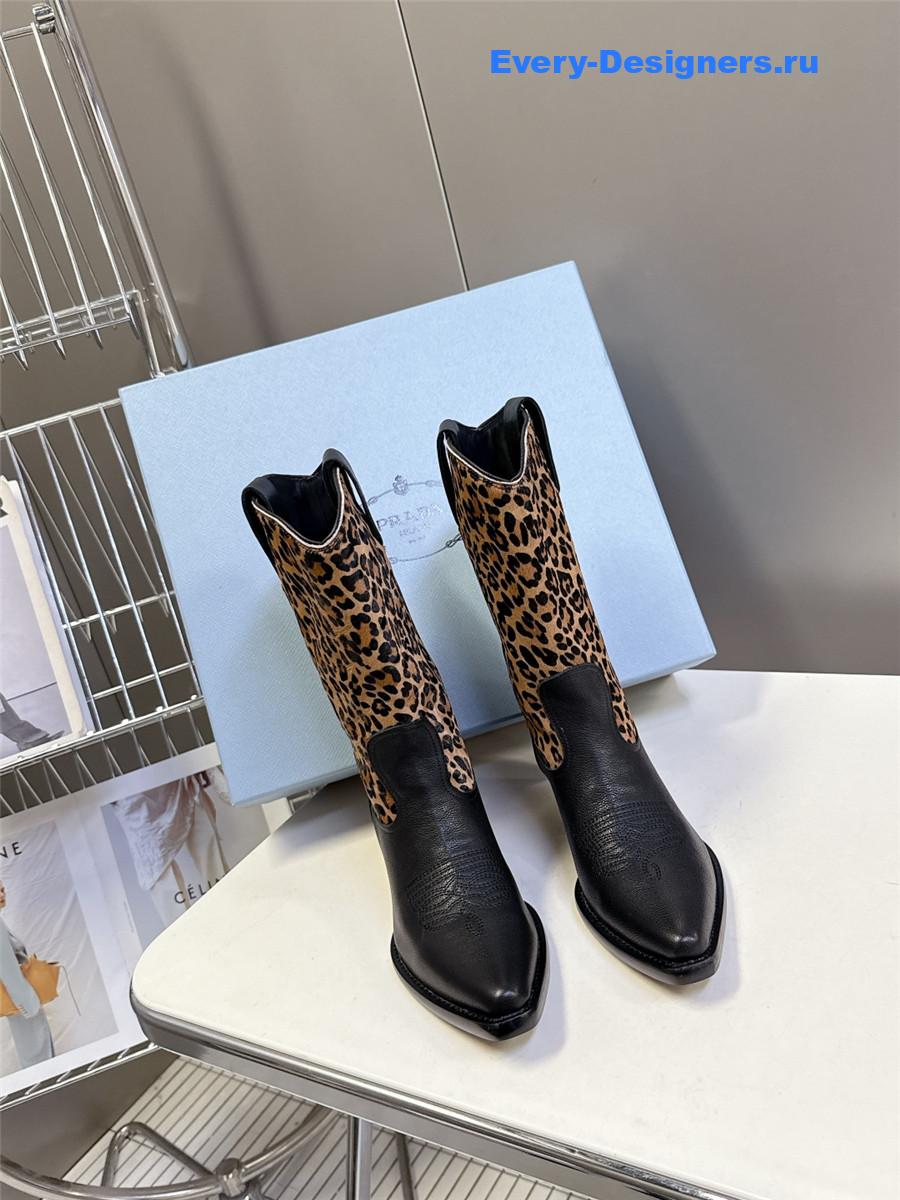 Pra*a leopard print cowboy boots
