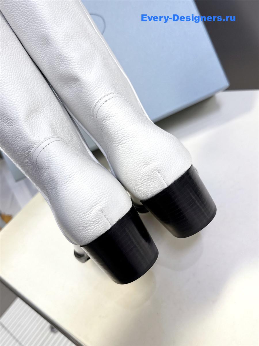 Pra*a white leather cowboy boots