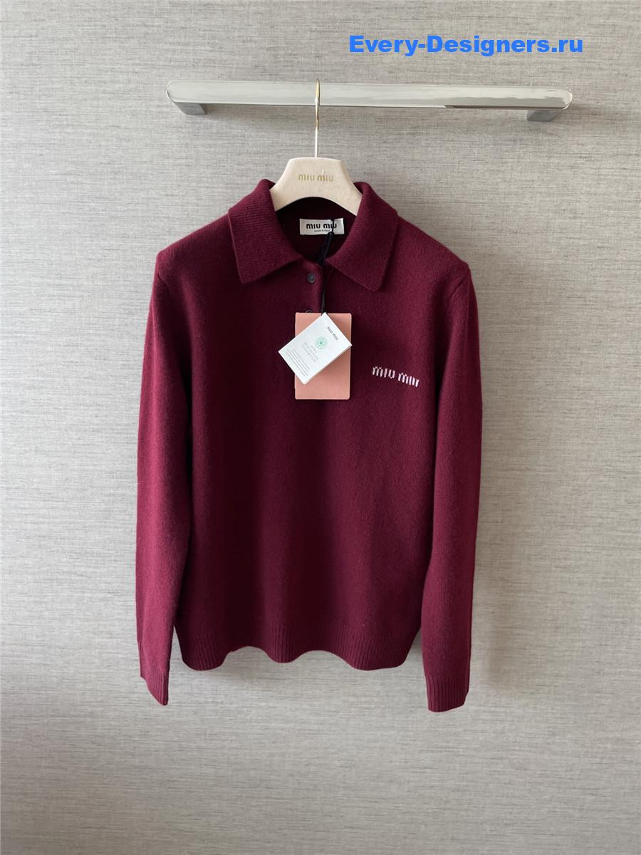 Miu Miu Amaranth Burgundy Polo Sweater