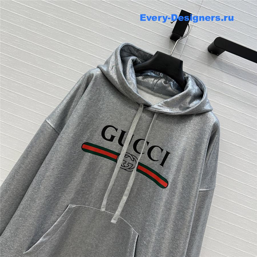 Gvc*1 silver logo-print cotton hoodie