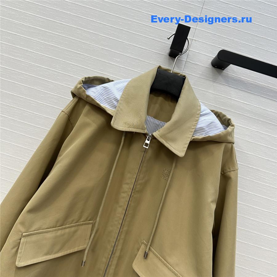 L0ew* brown cotton hooded parka
