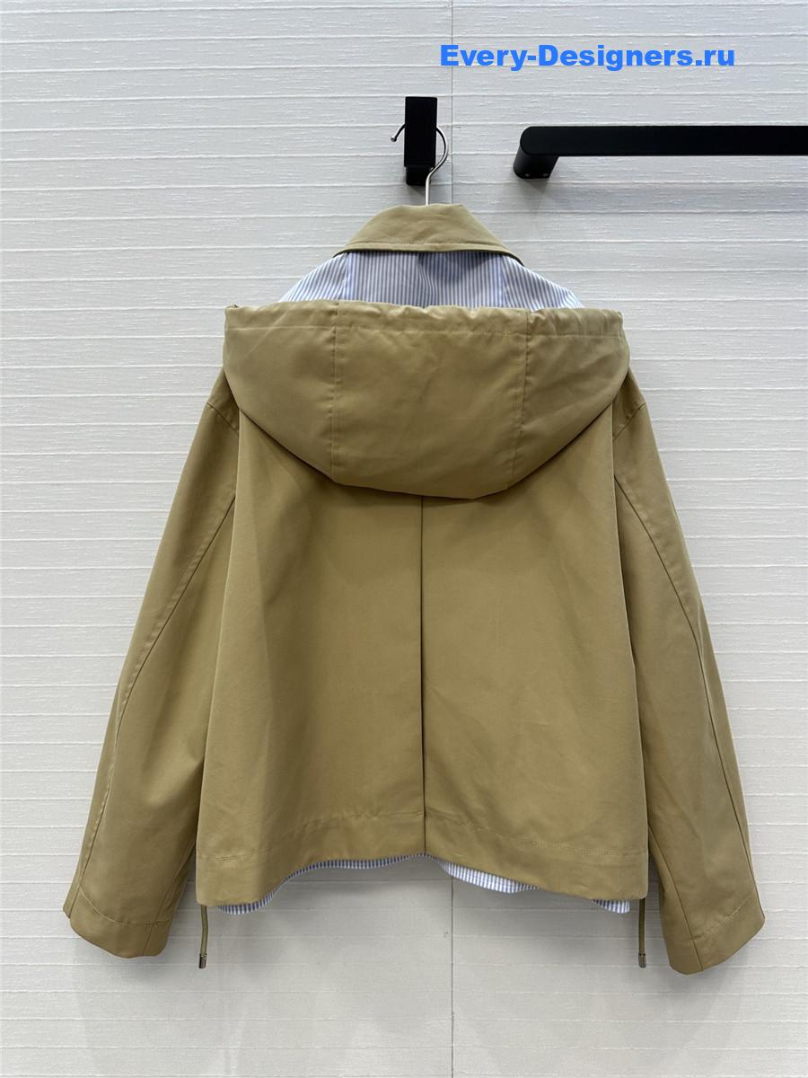 L0ew* brown cotton hooded parka