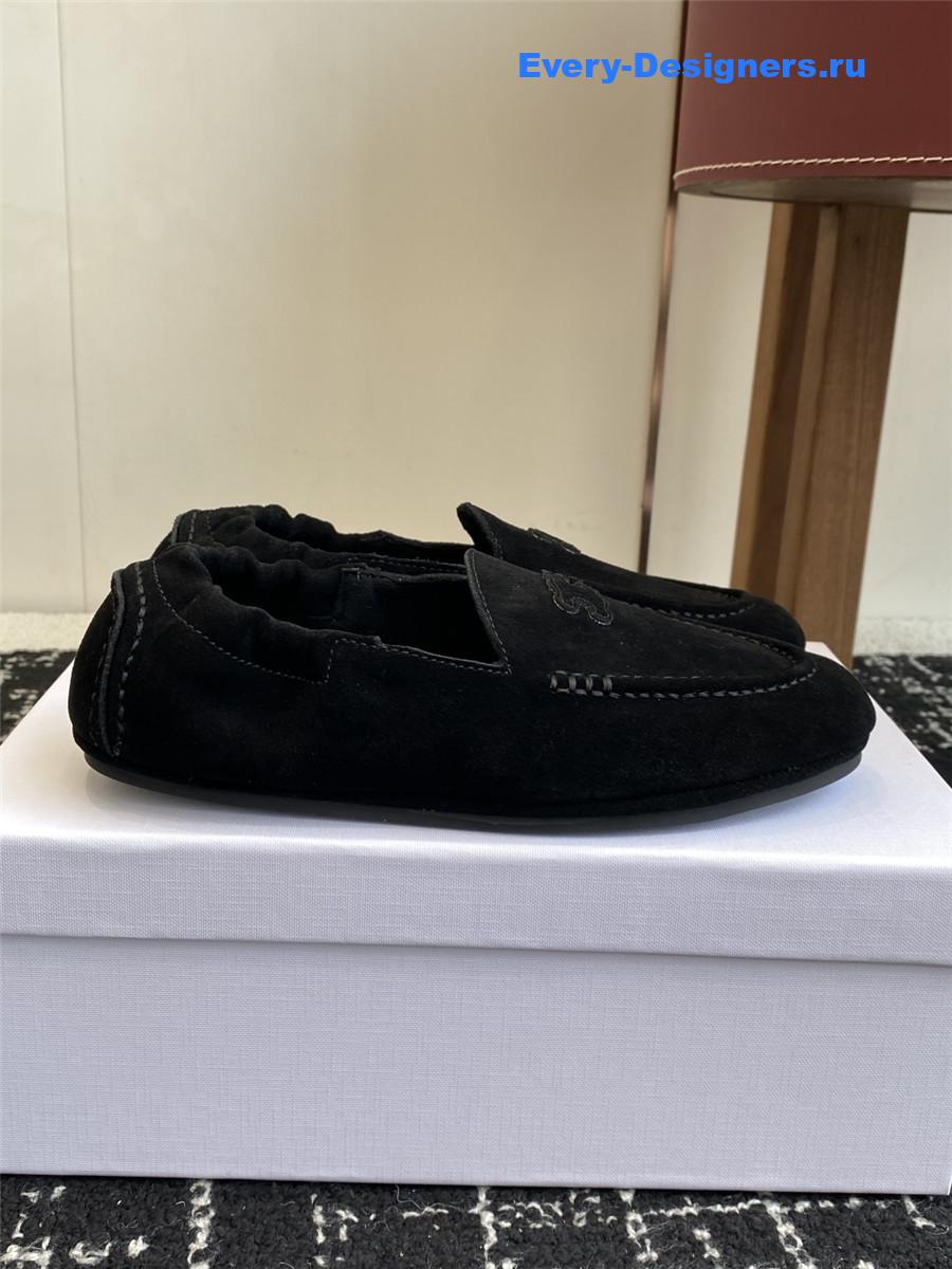 Ce1i*e logo-embroidered black suede loafers