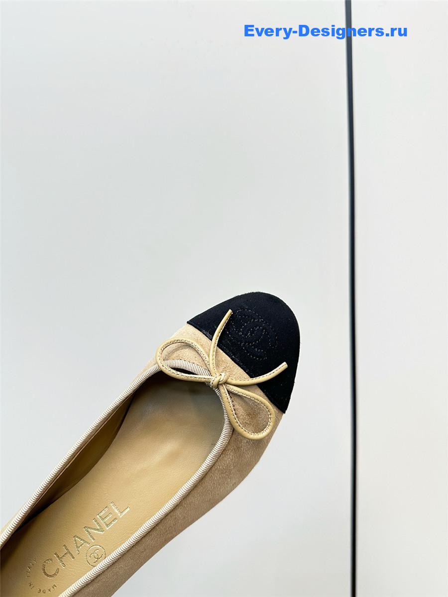 Ch**el brown & black leather cc ballet flats