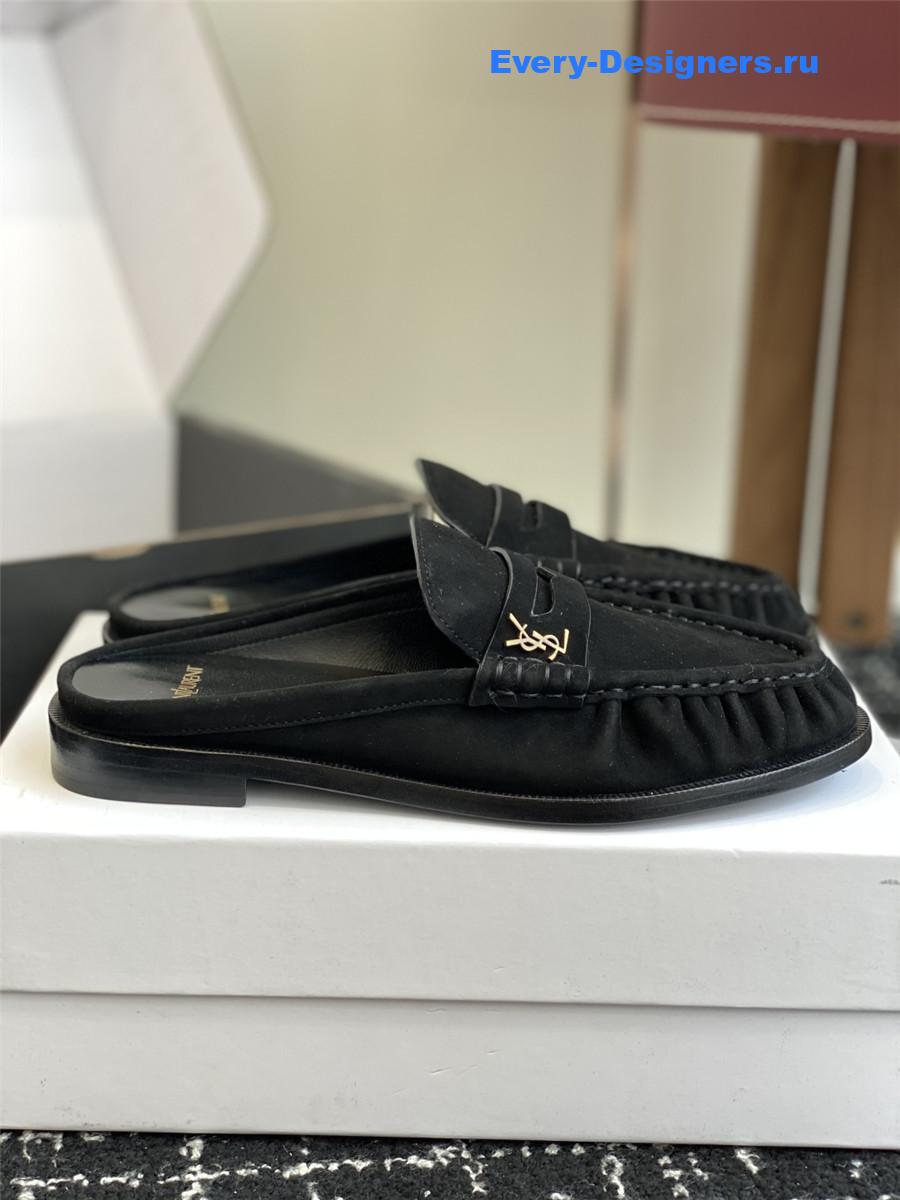 Sa1nt Lau*nt le loafer 15 black suede slides