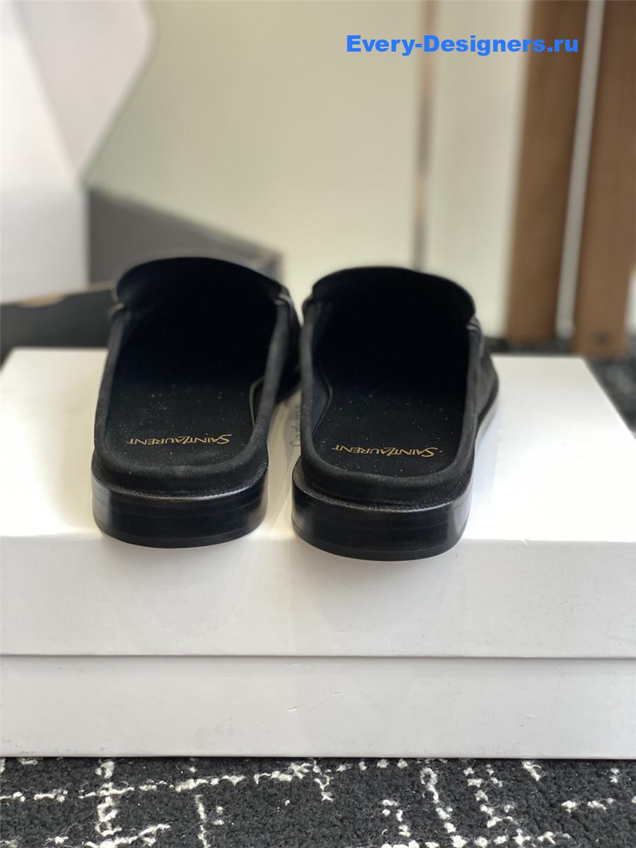 Sa1nt Lau*nt le loafer 15 black suede slides