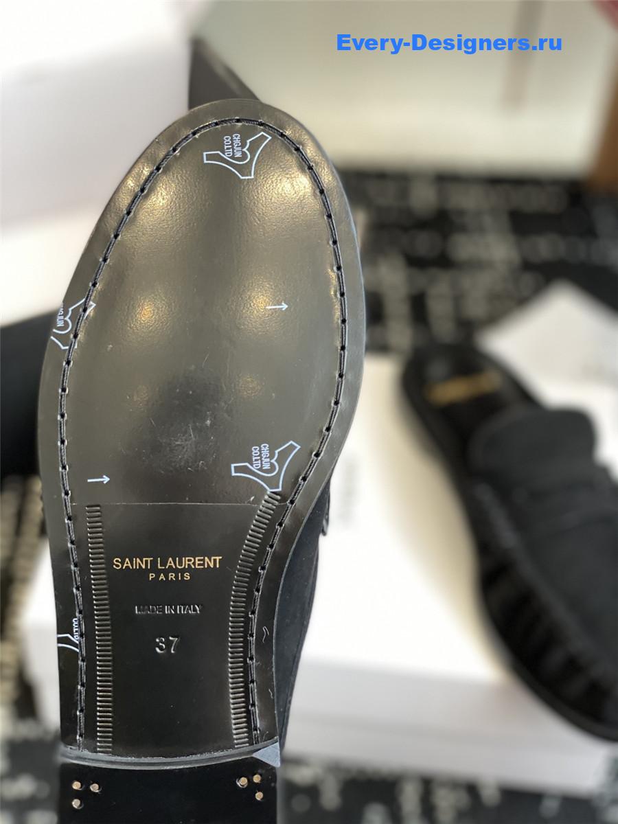 Sa1nt Lau*nt le loafer 15 black suede slides
