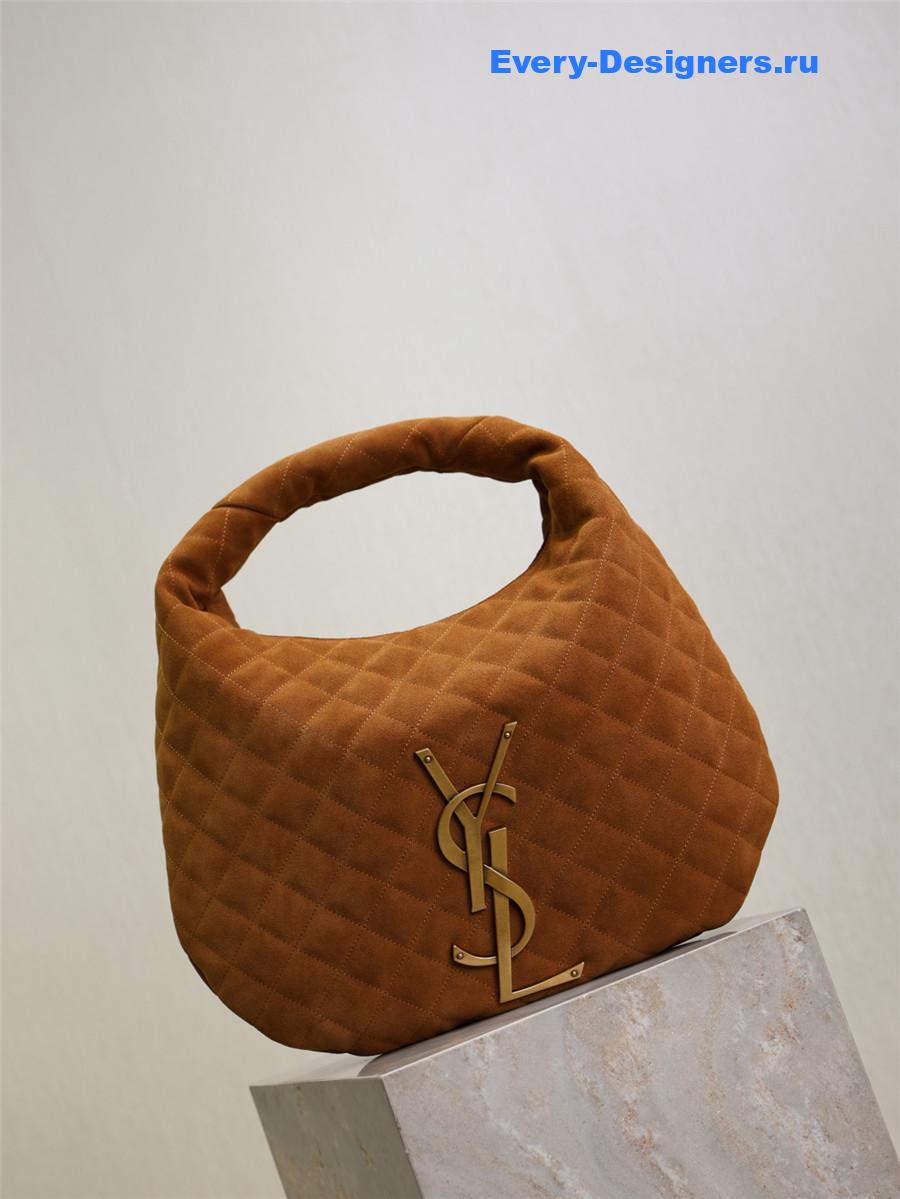 Sa1nt Lau*nt icarino hobo brown quilted suede bag