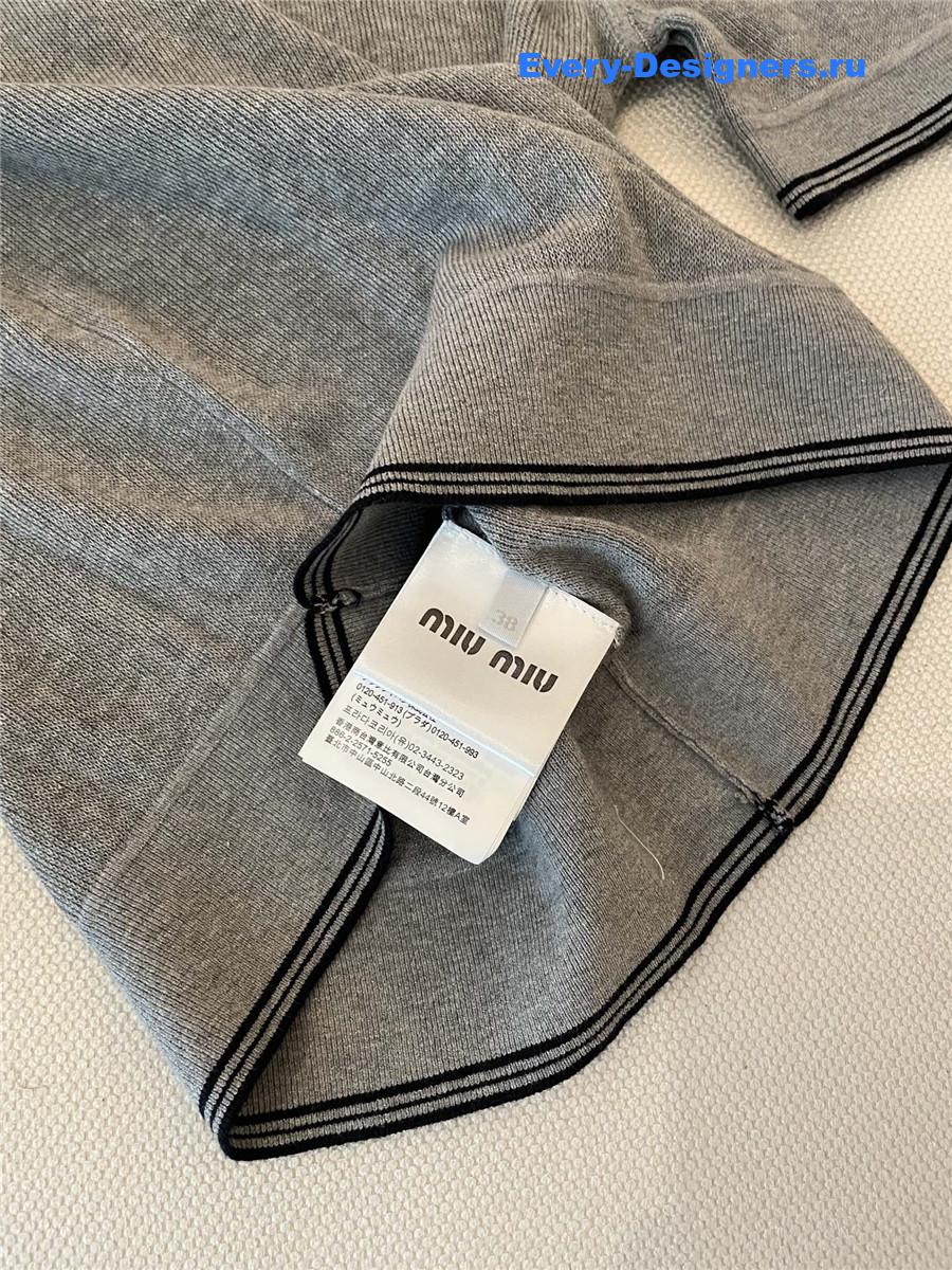 Miu Miu Gray Cotton Knit Polo Shirt