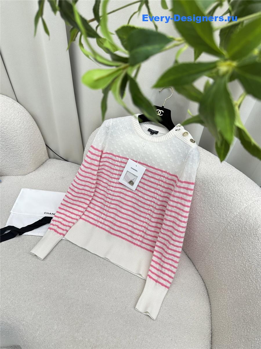 Ch**el red & white striped cashmere sweater