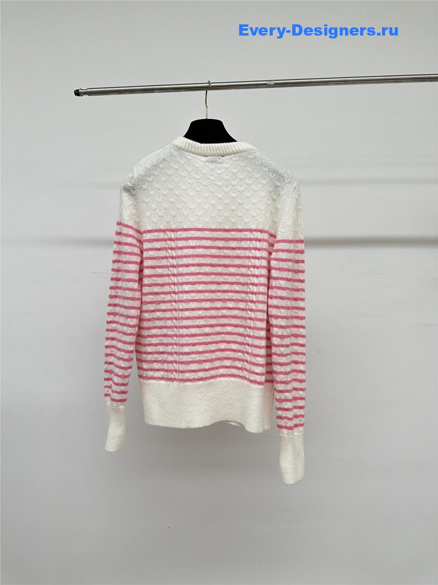 Ch**el red & white striped cashmere sweater