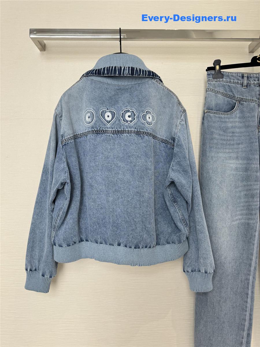 Ch**el blue embroidered denim jacket