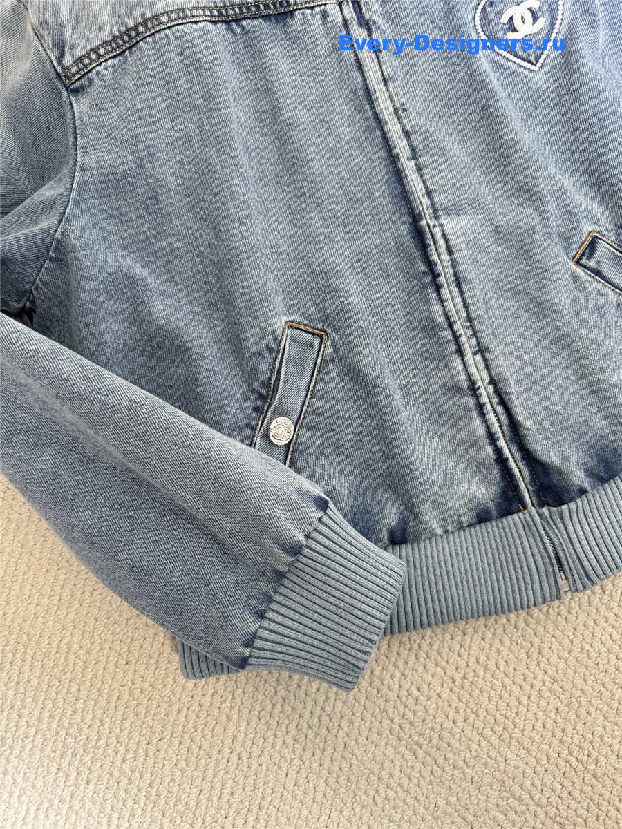 Ch**el blue embroidered denim jacket
