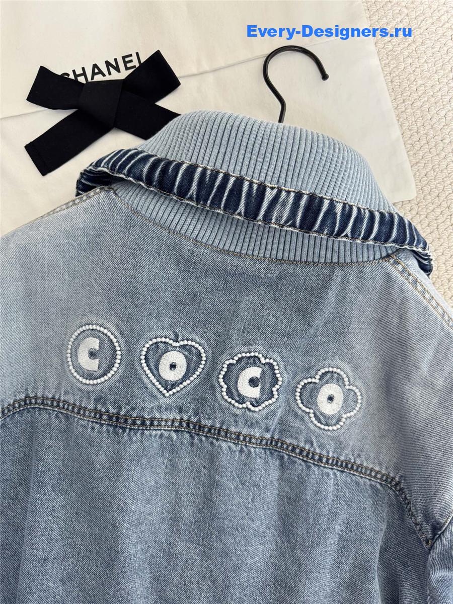 Ch**el blue embroidered denim jacket