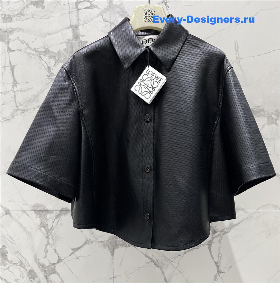 L0ew* black nappa lambskin shirt