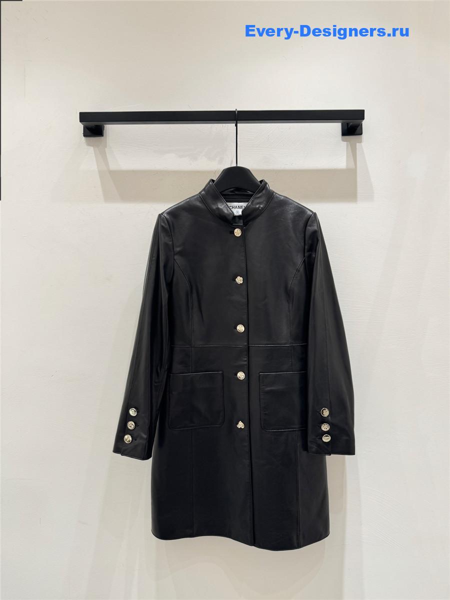 Ch**el black lambskin coat