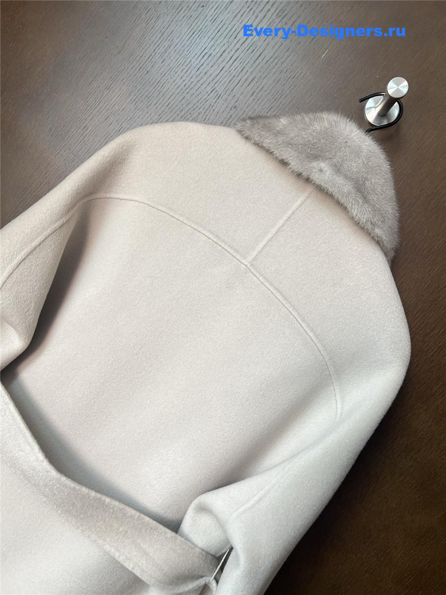 L0r0 P1ana beige cashmere wool jacket with mink fur