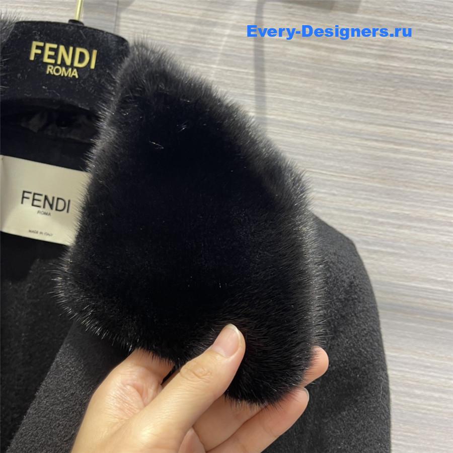 F**di fur-trim coat in black