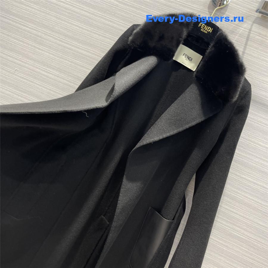 F**di fur-trim coat in black