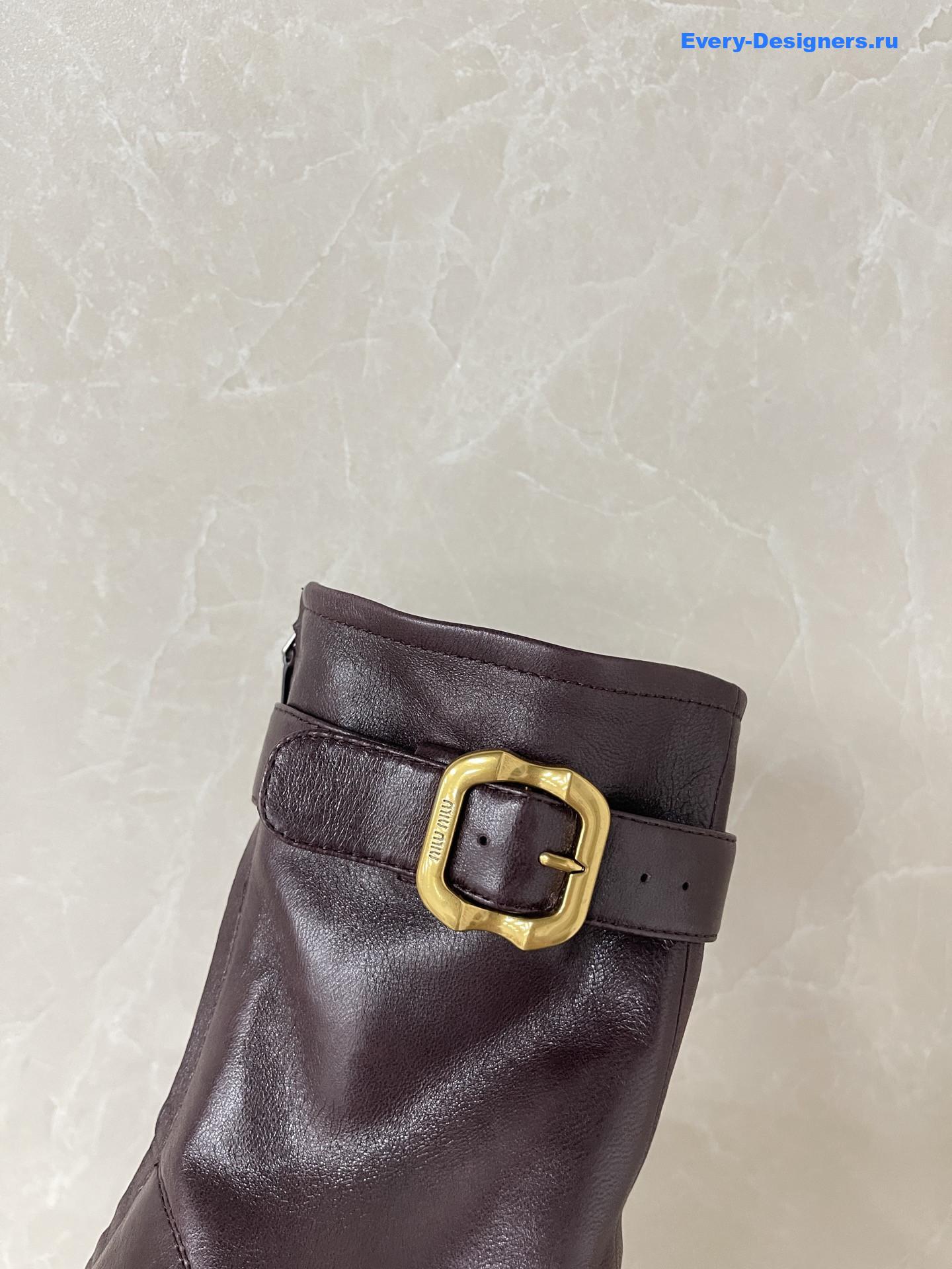 Miu Miu Burgundy Leather Biker Boots